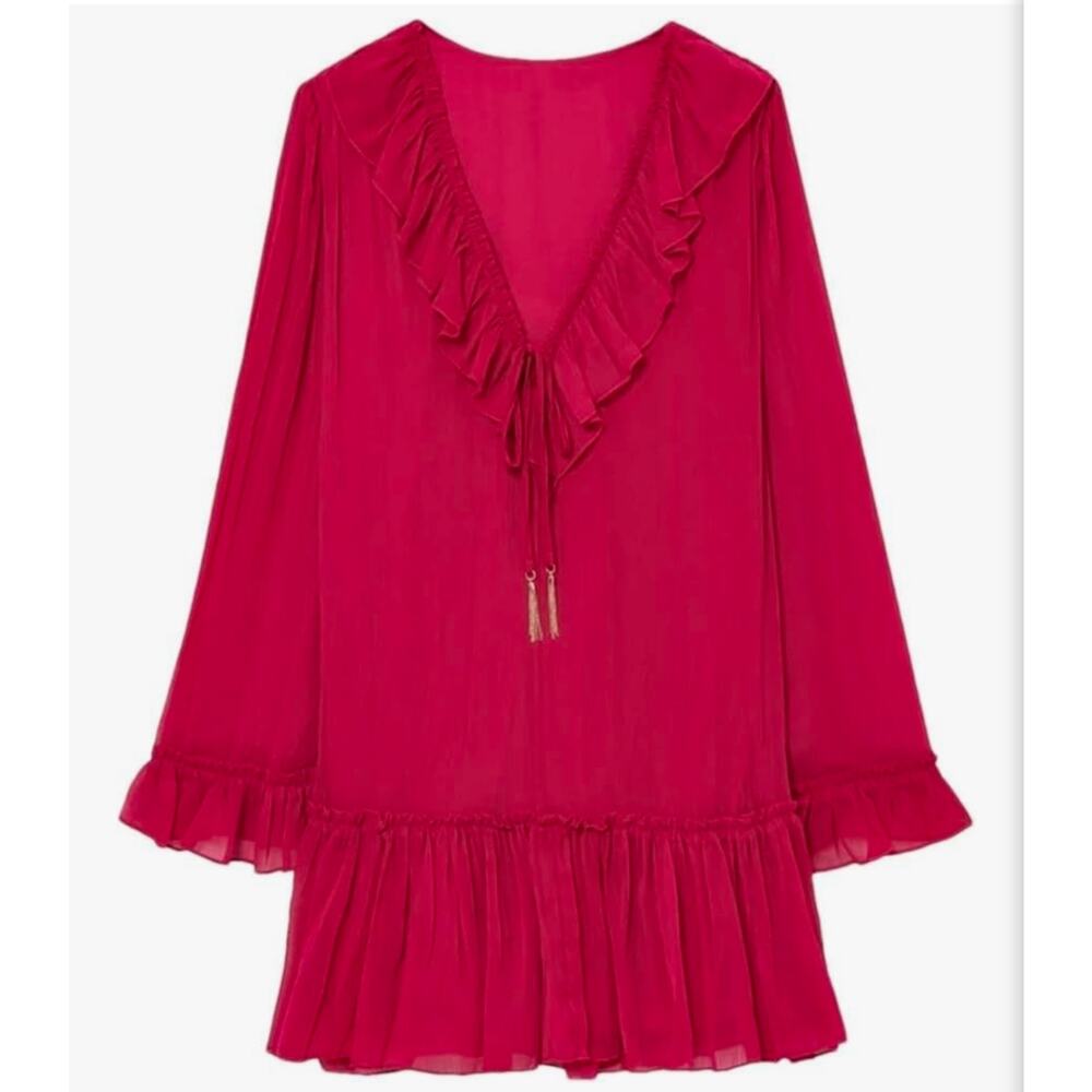 Zara Red Chic Lace Mini Dress XS